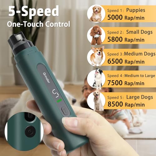 SUPERFA Electric Dog Nail Grinder With Dust Proof, 5 Speed Silent Dog Nail Trimmer with LED Lights, Electric Dog Nail Grinders For Large Medium Small Dogs - Image 5