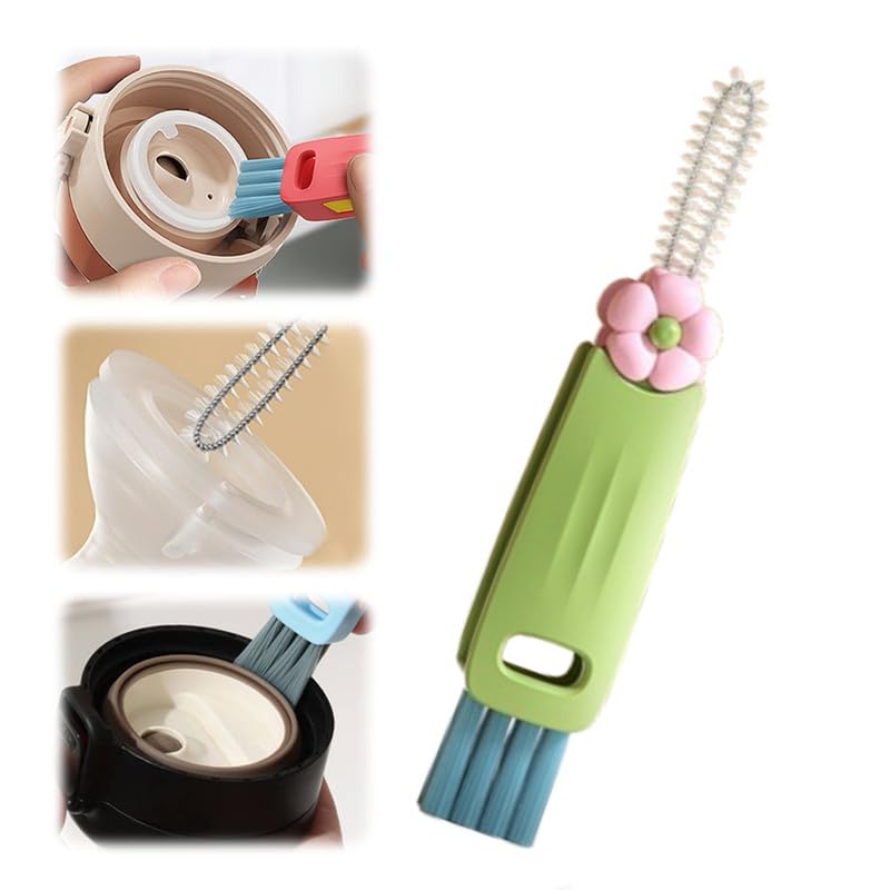 Image of 3 in 1 Multifunctional Cup Lid Cleaner with Brush(F) - Crevice Cleaning Brush Set for Baby Bottle Gap Tight Spaces