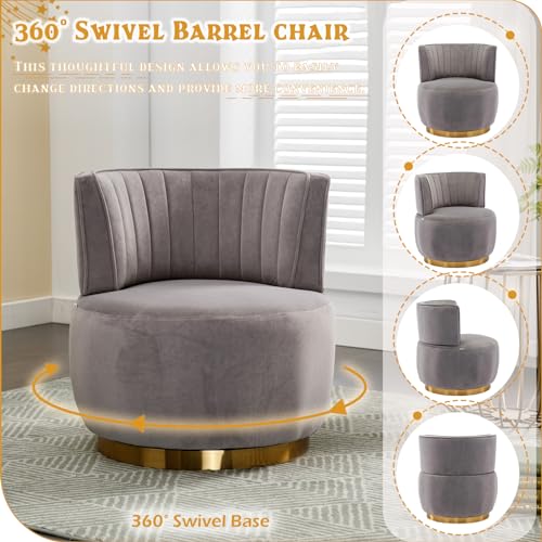 Sillón Giratorio Moderno Terciopelo Gris miniatura 4