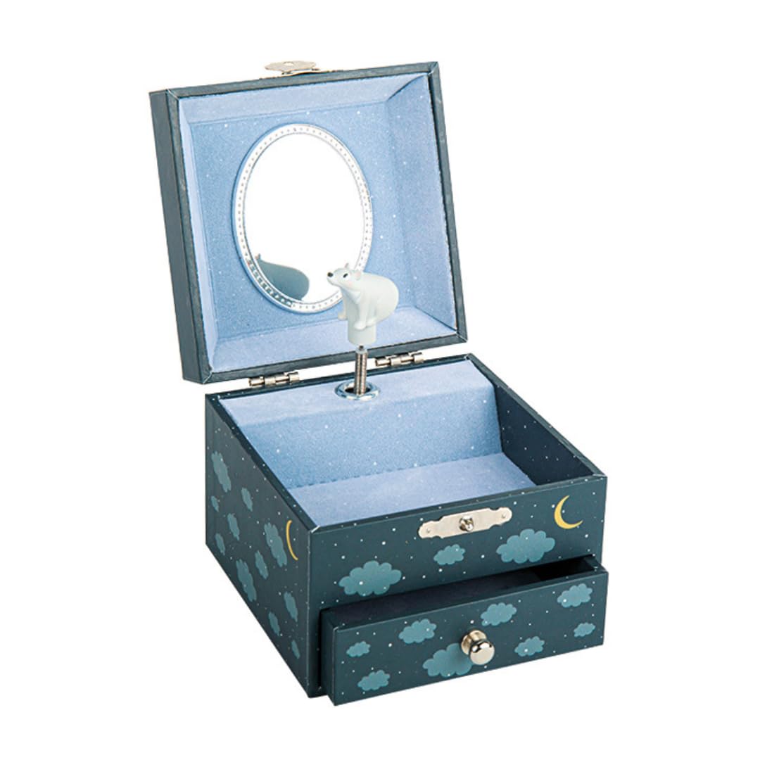TROUSSELIER - Renard dans la Forêt - Boîte à Bijoux Musicale - Idéal Cadeau Enfant - La Flute enchantée de Mozart - Colori Bleu Foncé - Phosphorescent - Brille dans la nuit