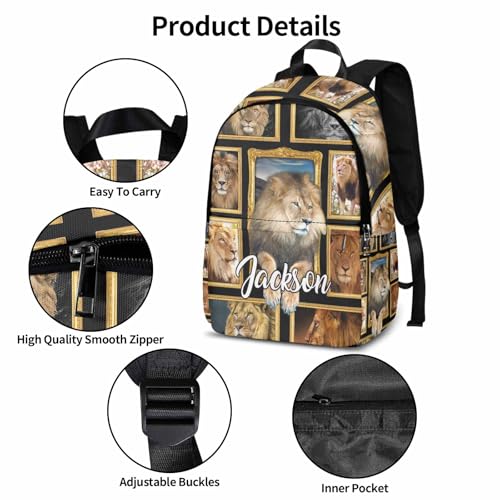 Animal Print Personalied Boys Backpack Lunch Bag Set with Name, Custom Lion Tiger Print School Bookbag for Preschool Kindergarten, Charming Gift for School & Outdoor Adventures4