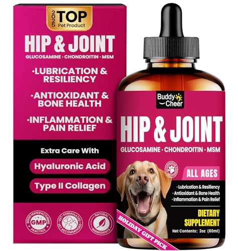 Glucosamine for Dogs, Liquid Hip and Joint Supplement, Chondroitin Drops for Dogs, Joint Drops for Dog, Dog Supplement for Mobility Pain Relief - 60ml