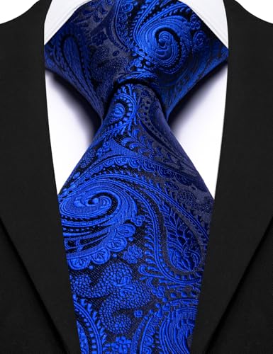 Image of Barry.Wang Paisley Tie for Men Silk Woven Necktie and Tie Clip Set Wedding Party Business Formal