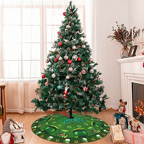 St. Patrick's Day Tree Skirt Clover Christmas Tree Skirt Decorations For Saint Patricks Holiday Party Decoration 36 Inch #TOP6
