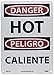NMC ESD51RB Bilingual OSHA Sign, Legend "DANGER - HOT", 10" Length x 14" Height, Rigid Plastic, Black/Red on White