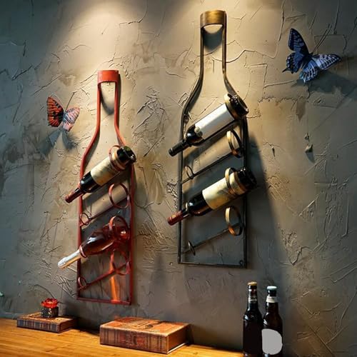 Soporte para 4 Botellas de Vino de Pared Rojo miniatura 2