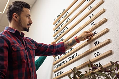Inko Horeca - Wooden Letter Board Wall Menu - Set Of 10 Regular Rails - Changeable Letter Board - Floating Letter Shelf Menu - Letter Display Wall Ledge Shelf - Oak Rails - 400 Letter Set #TOP3