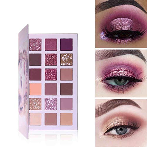 weixinbuy Magic Eye Shadow Palette 18 Color Matte Pigment Glitter Shimmer Eye Shadow Makeup - Nude Brown Peachy Pink Velvet Texture Easy to Mix Long Lasting Palette - Image 3