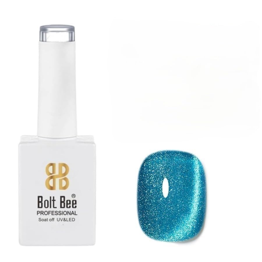 Professional Cat Eye Gel Nail Polish Magnetic Cat Eye Effect, Soak Off UV & LED Gel, Long-Lasting Glitter Nail Polish for Salon & Home Use (Blue, 9ml)