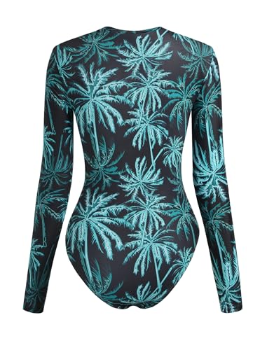 Image of ZAFUL Women's Long Sleeve Rash Guard Swimsuit One Piece Zipper Surfing Bathing Suit