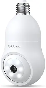 GALAYOU 360 Light Bulb Security Camera - Light Socket Wireless Camera for Home Security Recording Indoor&Outdoor, WiFi Lightbulb Video Surveillance with 2K Resolution, Motion Tracking,Works with Alexa