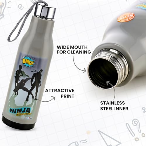 Image of Nayasa Whip 900 ml Insulated Inner Steel Water Bottle | Wide Mouth Leakproof Bottle | BPA-Free Durable Water Bottle | Grey