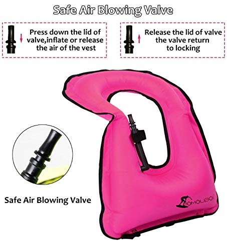 FORWEWAY Aufblasbare Weste,Schwimm Weste Schnorchelweste für Erwachsene und Jugendliche, Auftriebshilfe für Wassersport, Schnorcheln, Schwimmen, Surfen, 66-220 lbs(rosa)