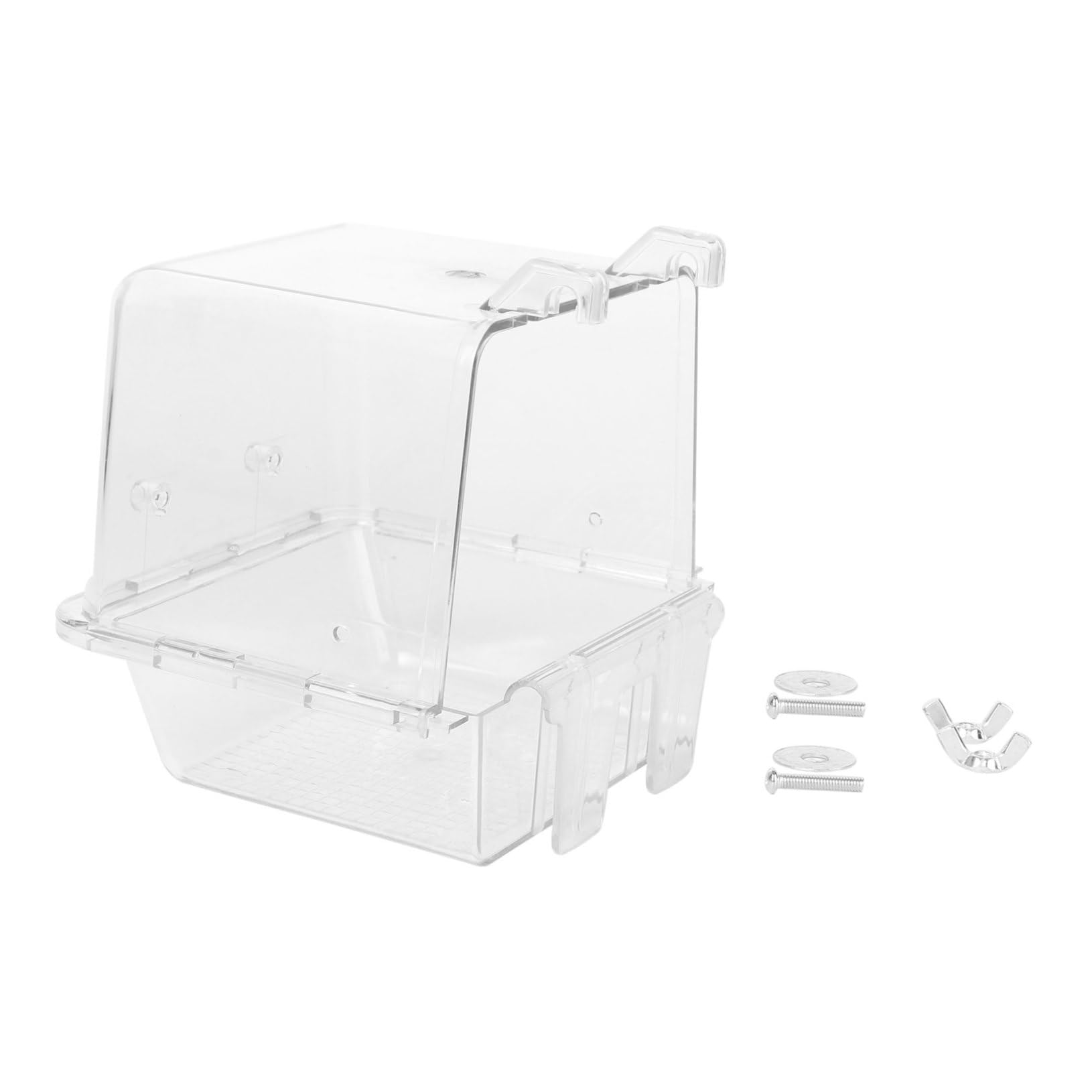 GALPADA Durable Transparent Parrot Bath with Hanging Hooks Portable Bird Bathtub for Birds Convenient Bath Cage for Parrots for Budgies and Pet