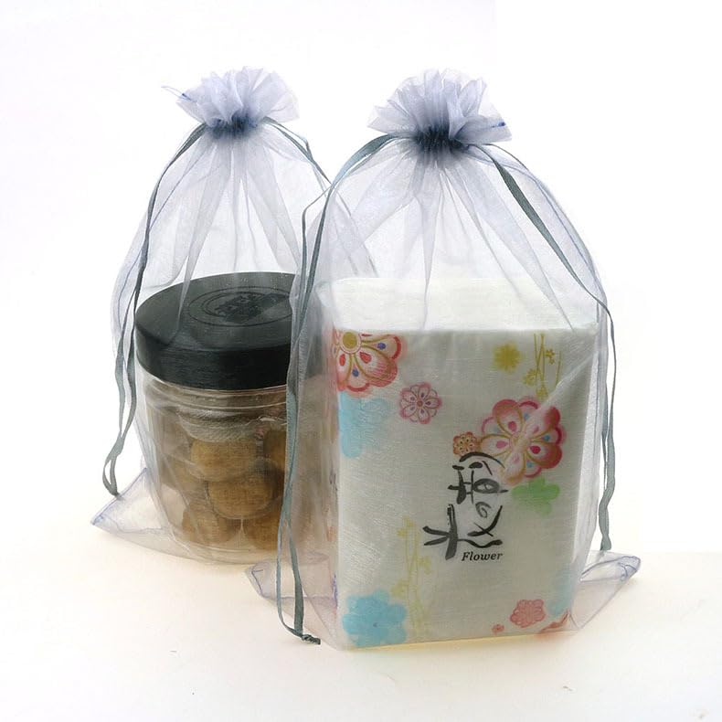 Image of Dealglad 50pcs Drawstring Organza Jewelry Candy Pouch Christmas Wedding Party Favor Gift Bags (8x12 inch, Gray)