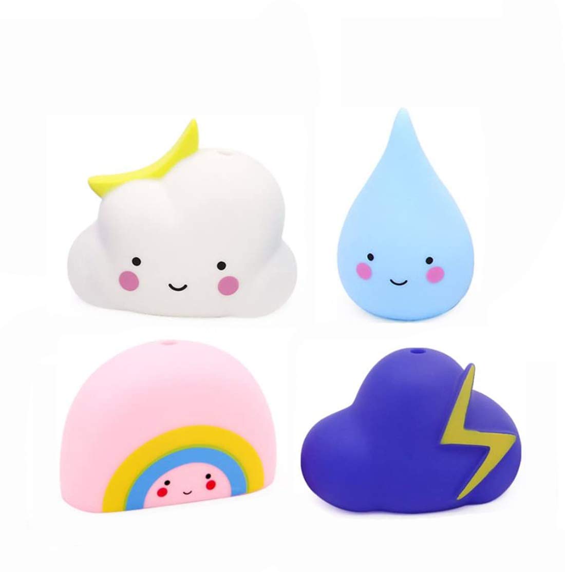 4 Pack Soft Watering Bath Toys for Kids,Bathtub & Swimming Pool Toys Gift Set, Baby Hair Wash Tool (Rain, Cloud, Rainbow, Thunder Cloud)