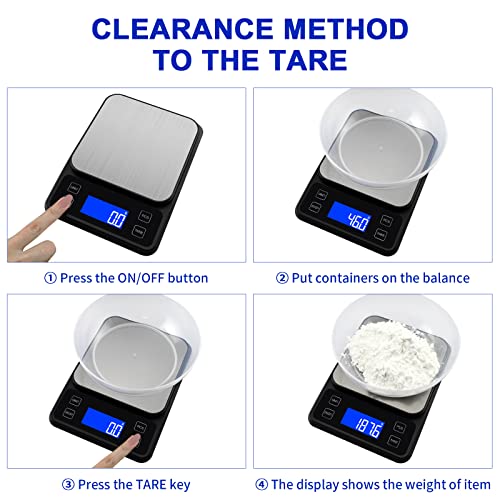 Food Gram Scale, Kitchen Scale, Digital Gram Scale, Ounce Scale, 3000G X 0.1G Accuracy For Home Kitchen, Coffee, Herbs, Jewelry, Seven Units Of Measurement, Tare Function (Built-In Battery). (Black) #TOP3