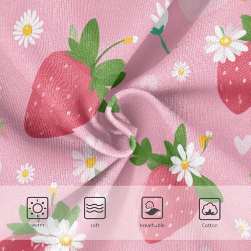 Wusikd Cute Pink Strawberry Girls' Underwear Cotton Heart Girls Briefs Soft Toddler Underwear 2T3