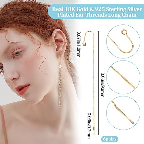 Beebeecraft 12Pcs 93mm Gold Plated Tassel Ear Threads with Sterling Silver Pins and Loop Drop Earring Findings for DIY Jewelry Making - Image 2
