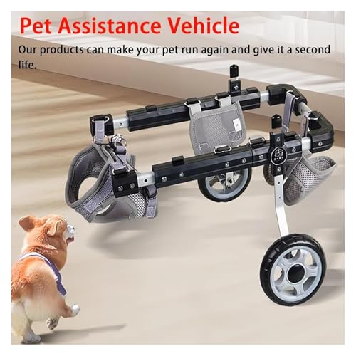 Silla de ruedas para perros y gatos discapacitados, cochecito ajustable 3