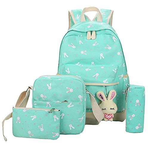YiLianDa Mochila Escolar Niña Mensajero Monedero Mujer Canvas de Lona Casual Mochilas