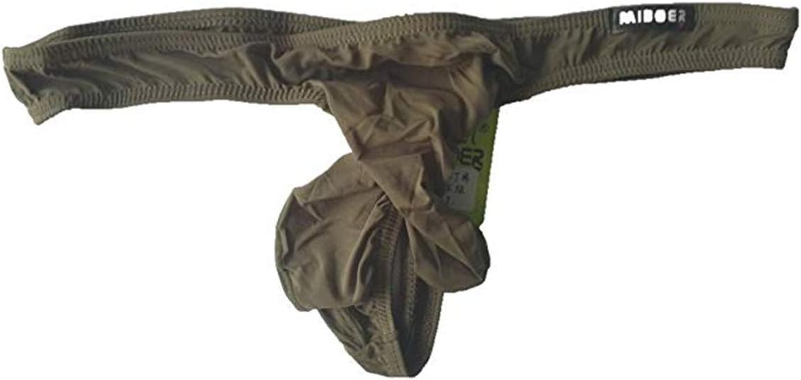 Men Bikini Elephant Nose Long Bulge Pouch Boxer Briefs G-Strings & Thongs (Medium, Army Green)