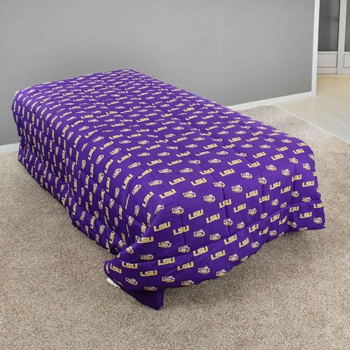 Image of College Covers Everything Comfy LSU Tigers Reversible Big Logo Soft and Colorful Comforter, Queen