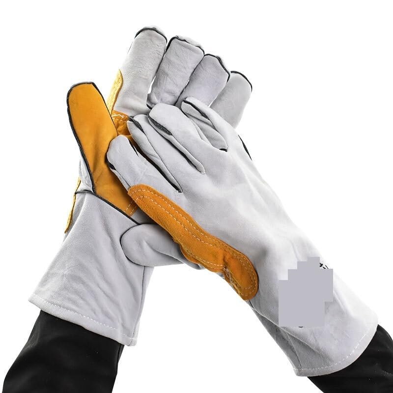 Guantes de soldadura extendidos que evitan quemaduras en la palma mediante piel doble empalme