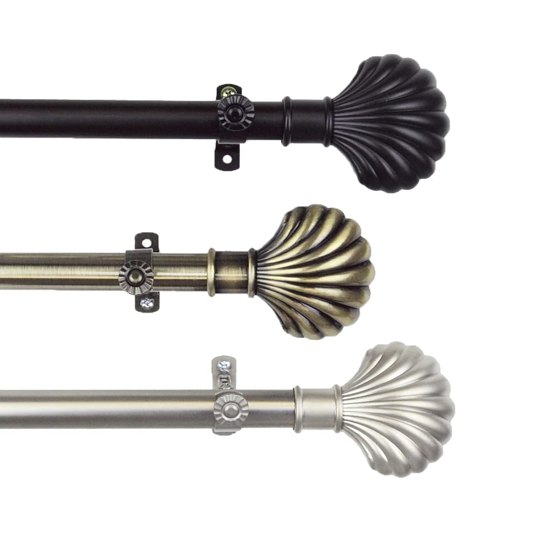 Rod Desyne Sherley 13/16" Single Curtain Rod, 66-120 inch, Satin Nickel