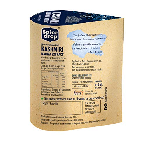 Image of SPICE DROP Herb Brews Kashmiri Kahwa Extract for Green Tea, 5ml (180 drops)