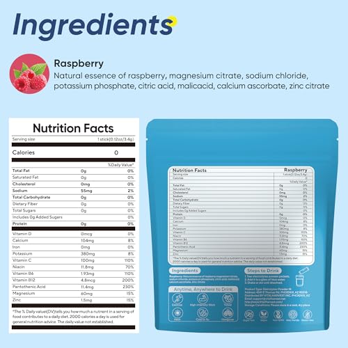 Image of 36 Sticks Electrolytes Powder Packets Sugar Free Hydration Packets Electrolyte Liquid Daily IV Drink Mix with Raspberry, Low Sodium, 0 Calorie