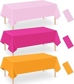 3 Pack Pink and Orange Plastic Tablecloth Party Decorations, Groovy Hot ...