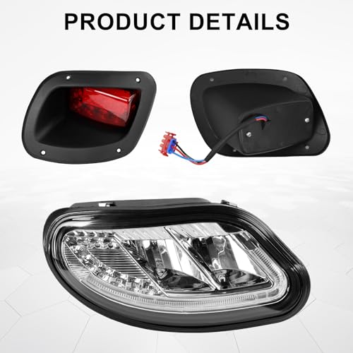 Deluxe Golf Cart LED Headlight Tail Light Kits Fit for 2014-Up EZGO Freedom/TXT T48/ EZGO Valor Gas & Electric (12V), Street Legal Golf Cart Lights Kit with Turn Signals Kits, Brake Lights, Horn by KAKSEY - Image 7