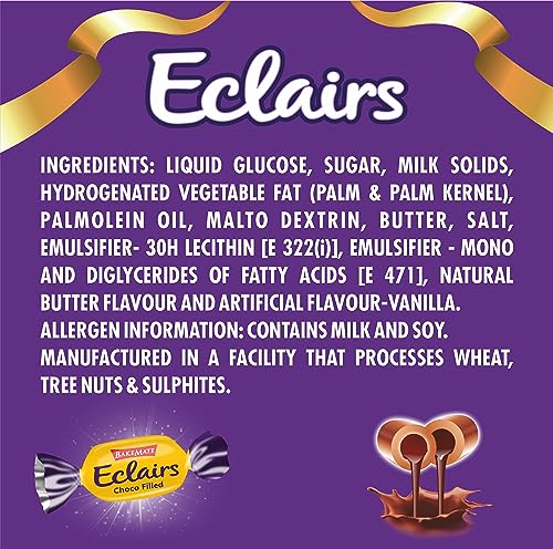 Image of BakeMate Eclairs Choco-Filled Soft Toffee | Chocolate-Coated Eclairs Candy | Delicious & Creamy Chocolate Center | Perfect for Gifting & All Ages | 750g Pack
