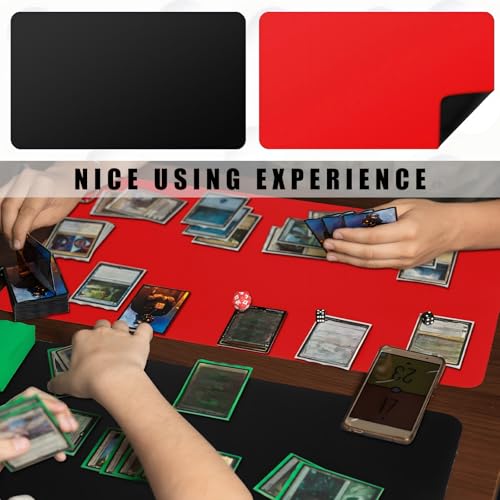 Image of Ecally 4 Pcs Card Game Mats 24 x 14 Inch Playmat Table Smooth Playing Card Mat for TCG, Gameplay (Red,Black)