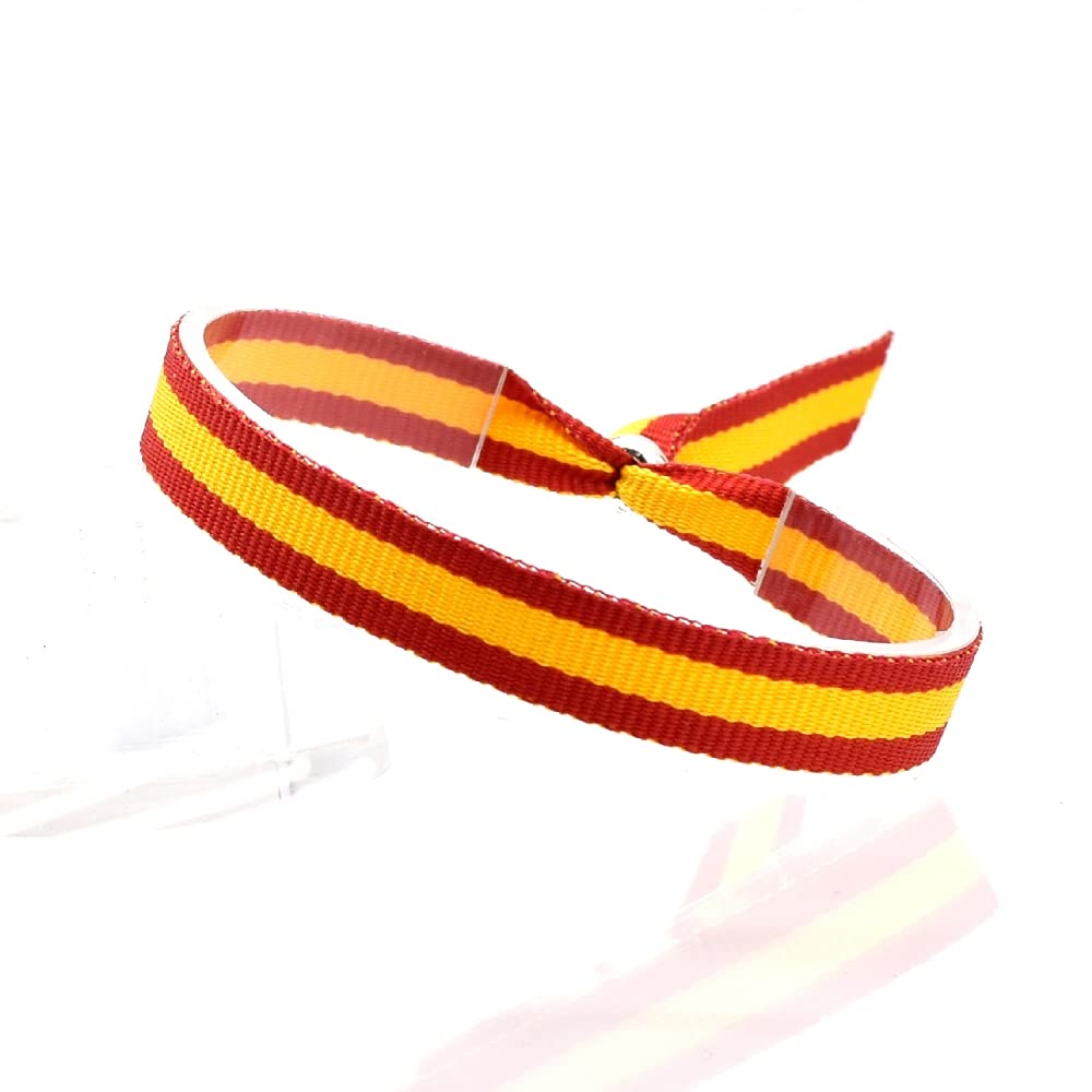 Pulsera de Tela Bandera de España con Cierre Ajustable, Colgador de Coche, Ancho 10 mm (1 Unidad)