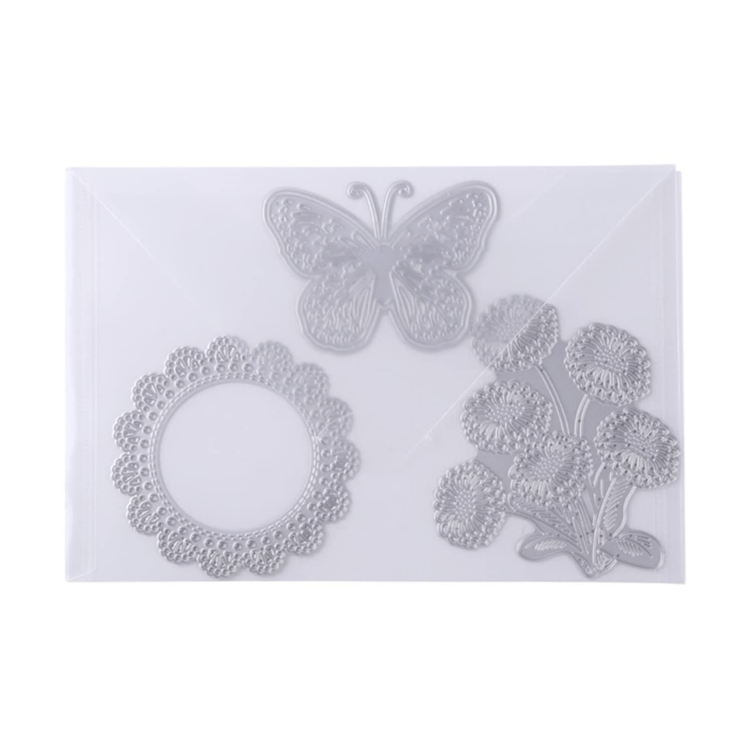 OTCRAFT Lot De 3 Pochettes De Rangement Transparentes De 19,8 X 17,3 Cm Pour Timbres, Gaufrage, Biscuits, Pochoirs, Pochettes De Rangement, Papier Cartonné. La Distance Entre Le Classeur De Rangement