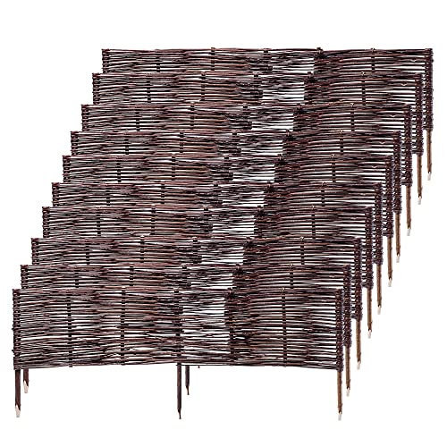 KADAX Palissades en Osier Naturel pour Jardin, Clôtures Décoratives pour Délimiter, Orner et Sublimer Votre Espace Exterieur (100 x 40 cm, Lot de 10)