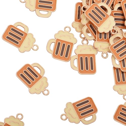 Image of VIDRIO Pack of 80 Butter Beer Cups Enamel Charms Gold Plated Colored Pendants Accessories for Necklace Bracelet Jewelry Making DIY Crafting