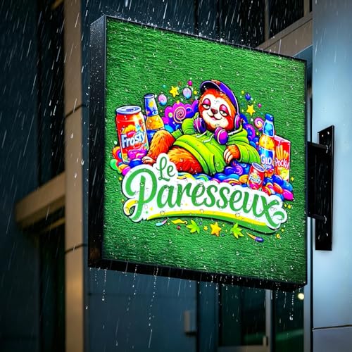 Insegna Luminosa a LED Bifacciale Personalizzata per Esterni - Insegna Pubblicitaria Illuminata, Segnaletica a LED per Esterni per Aziende, Saloni, Bar e Ristoranti, Insegna Luminosa con Logo (Piazza)