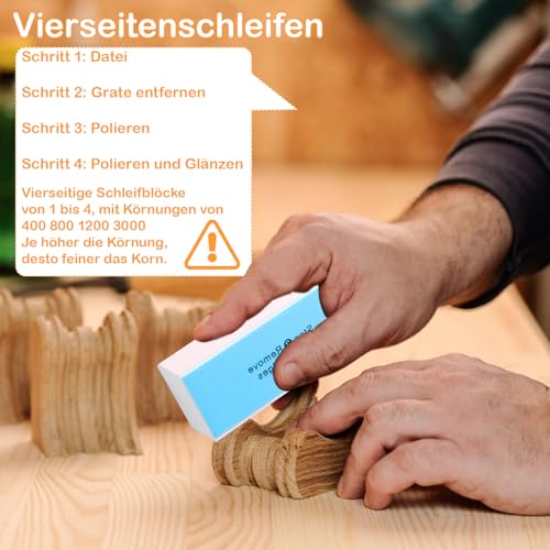 KEWAYO 6 Polierstäbe set - für Kunststoff Modell Metall Holz Schleifstäbe Modellbau Werkzeug Schleifpapier Schleifen Polieren Accessoires Mini Finger Schleifer