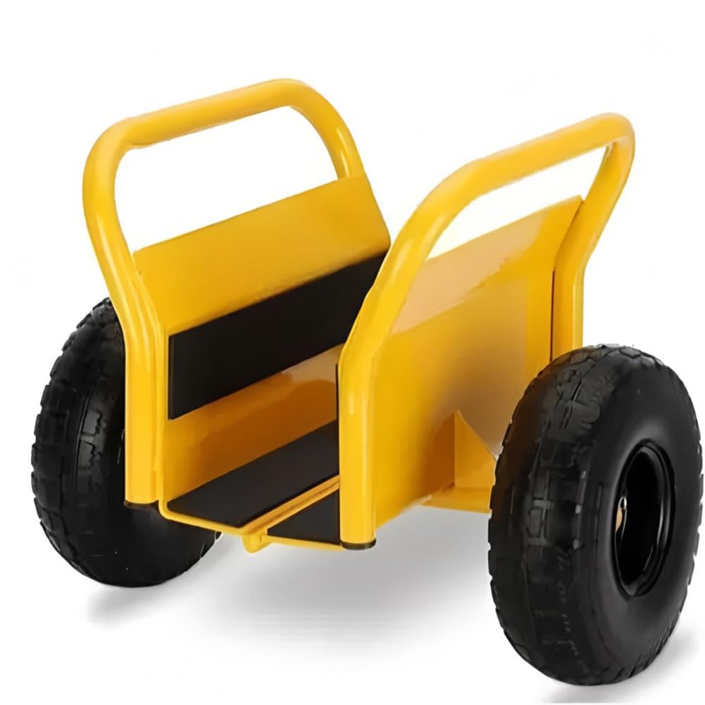 Heavy Duty Panel Dolly Slab Dolly, 10 Inch Solid Rubber Tires 1000LBS Load Capacity for Drywall Sheet Heavy Appliance & Material Handling All Terrain Moving Cart Panel Dolly(Yellow)