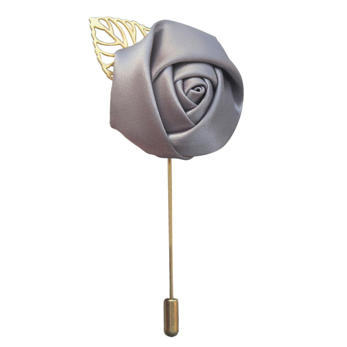 Fouriding Groom Boutonniere Bridegroom Men's Boutonniere Groomsmen Boutineer Corsage Brooch Artificial Silk Rose Flower with Pin for Men Wedding Homecoming Prom Suit Decoration Grey Pack of 4