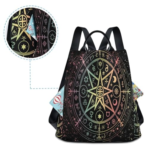 Image of ALAZA Mandala Zodiac Wheel Of The Year Astrological Signs Outdoor Backpack Bags for Woman Ladies