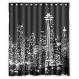 Shower+Curtain Unique and Generic Shower Seattle Black and White City Skyline Curtain Waterproof Fabric Polyester Bath Curtain 60'(w) x 72'(h) Inches-Bathroom Decor