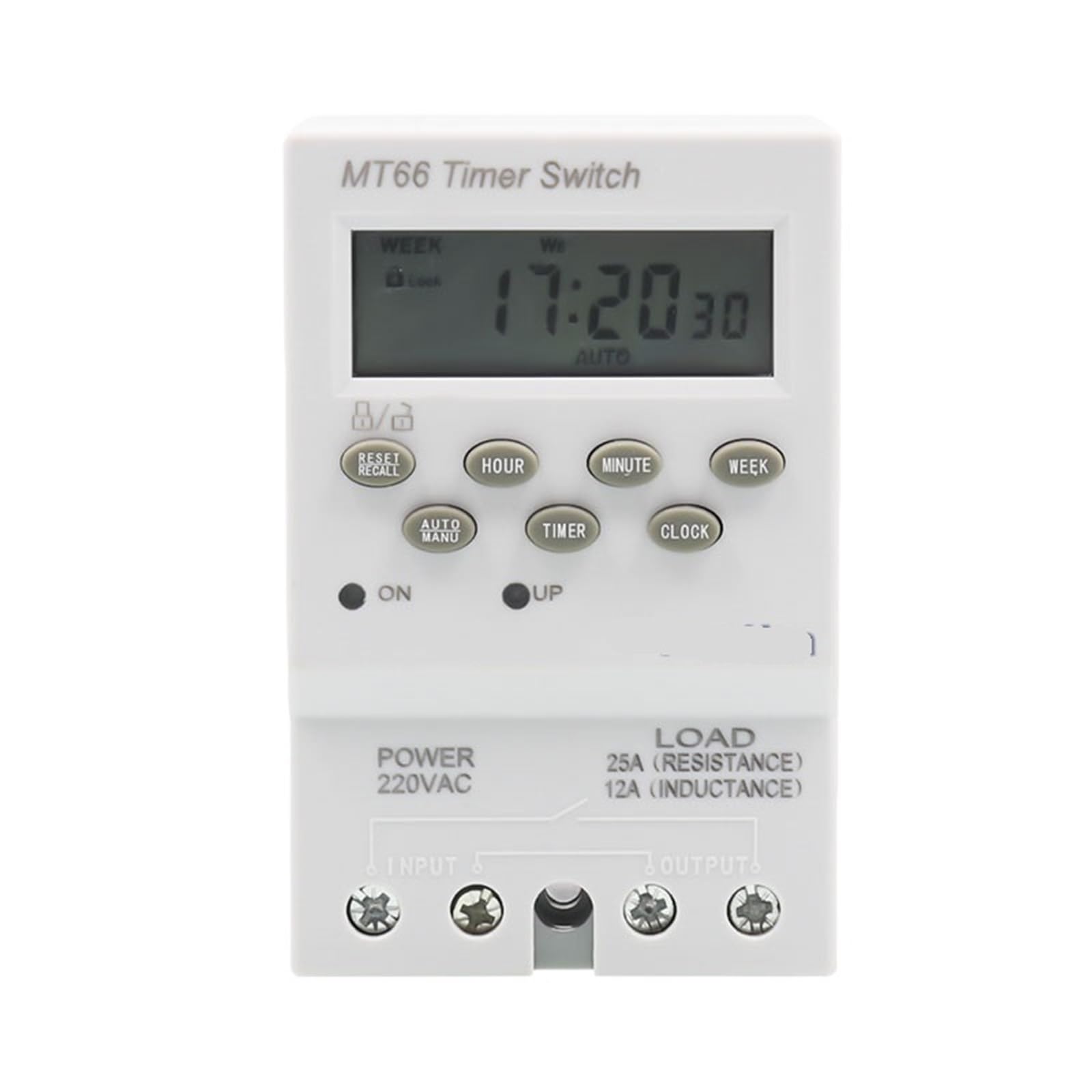 Pknaqwlsx Mt66 220Vac 25A Programmable Digital Time Switch Automatic 24 On Off Times Multifunctional Electronic Timer Din Rail