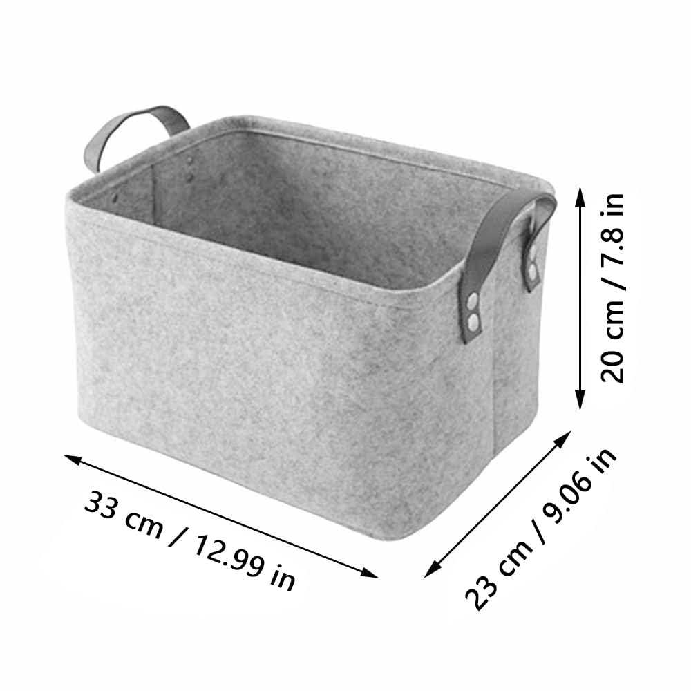 Panier en Feutre, 2 Pièces Panier de Rangement en Feutre ,Panier en Feutre Avec Poignée, pour Vêtements, Serviettes, Articles de Toilette, Livres, etc. (S)