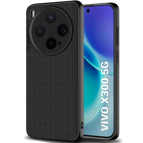 Image of TheGiftKart Back Cover Case for Vivo X300 5G | Slim & Lightweight | Ultra-Premium Design | Camera Protection Bump | Fabric Texture Case Cover (PC & TPU, Black)