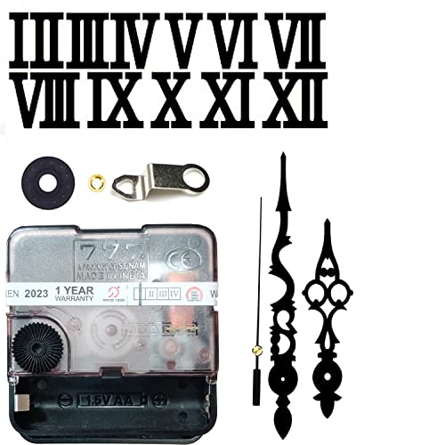Image of 12 Pcs Arabic Mirrored Acrylic Numerals Movement Machine 22mm for Wood Resin Marble Clock Fancy Needles Pack 1 (Black D5)