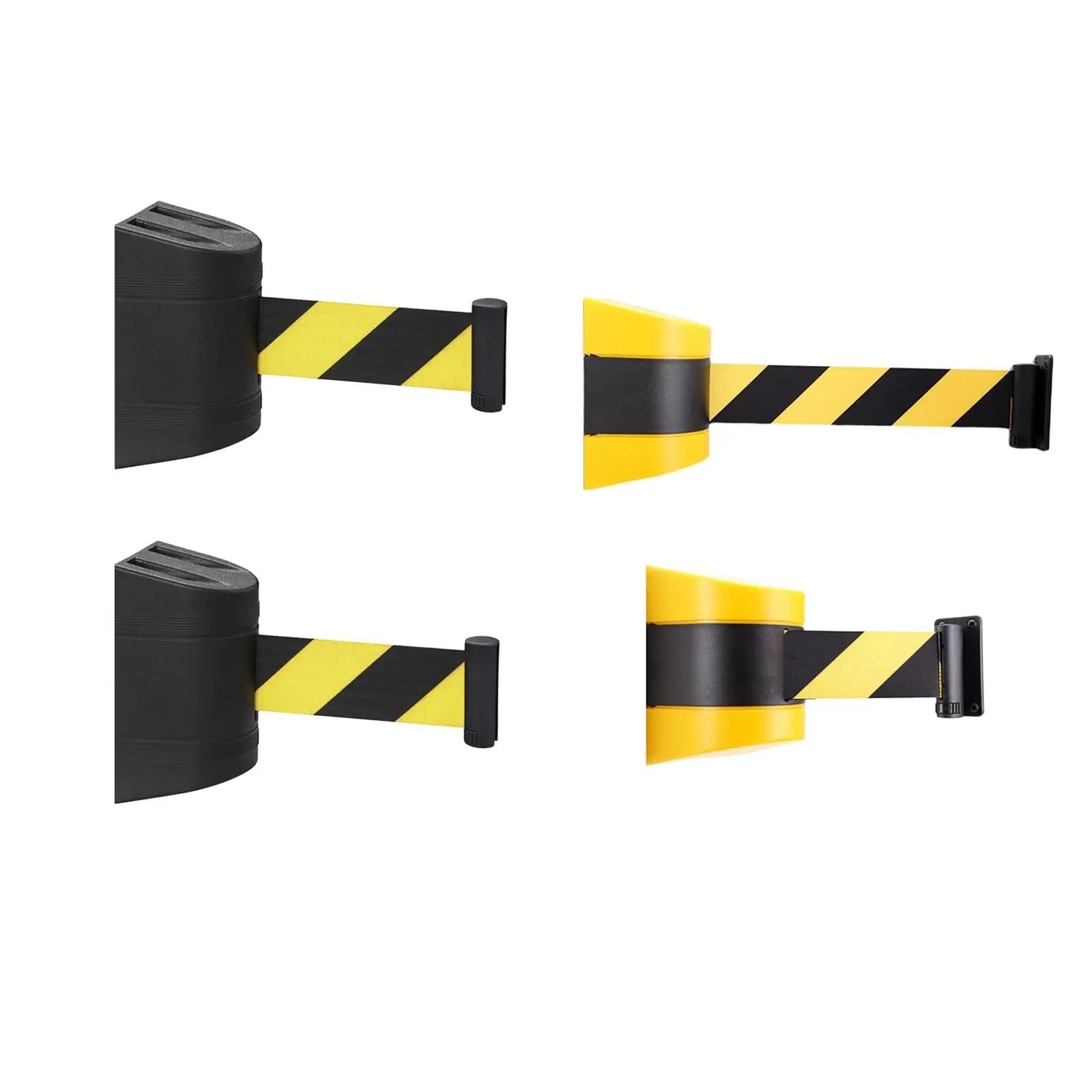 Cinta Balizamiento Montado En Pared Barrera de cinta retráctil montaje en pared fija Barricadas control multitudes Cinta aislamiento para Aeropuertos(Black,2meters)
